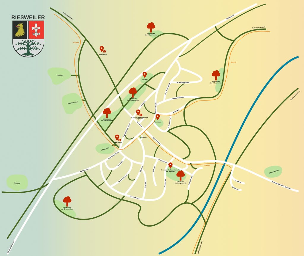 Dorfkarte - zeigt Obstbäume der Ortsgemeinde